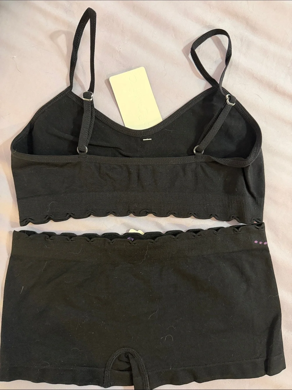 Femina Girls' Black Princess Print Bralette & Boyshort Set Size L(12-14)
